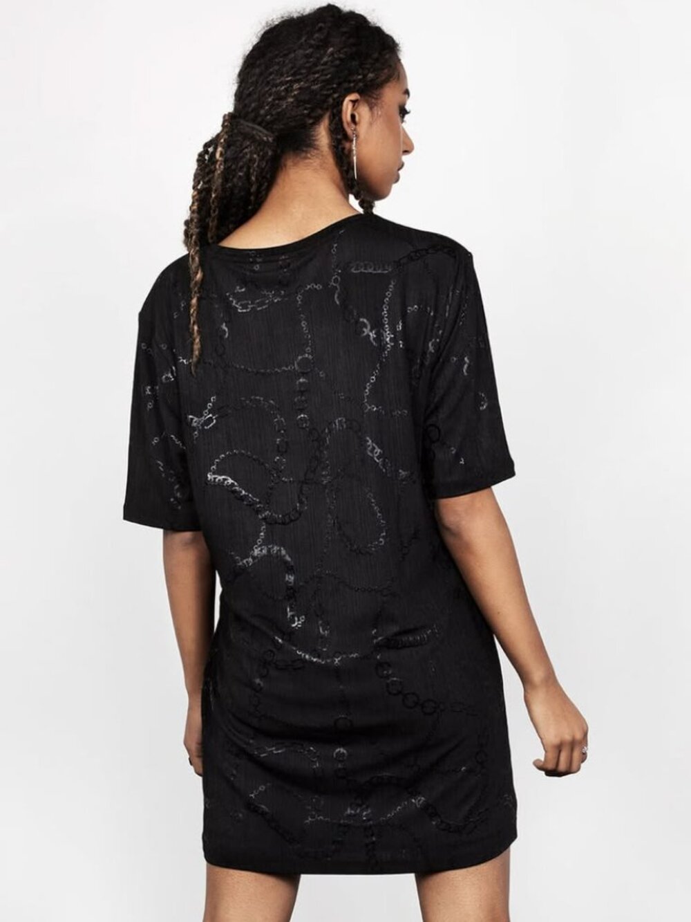 DISTURBIA Fortune oversized chain print tee dress - Picture 4 of 9